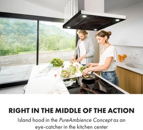 Klarstein Valeria, островен абсорбатор, 90 cm, изсмукваща сила 650 m³/h, сензор, LED, стъкло, неръждаема стомана