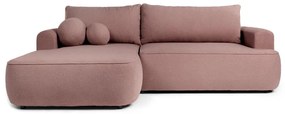 Светлорозов разтегателен ъглов диван от букле (ляв ъгъл) Quinoa – Bonami Selection