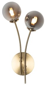 Модерен стенен аплик златен 2-лампи с опушено стъкло - Атина