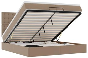 3313874 vidaXL Османска легло с матраци&LED капучино 200x200см изкуствена кожа