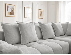 Светлосив шенилов сгъваем/с място за съхранение ъглов диван (десен ъгъл/L форма) Everest – Bobochic Paris