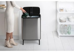 Кош за боклук Brabantia Bo Touch Hi 1001265, 2x30 л, Плътно прилепване към стена, Реглаж на краката, Устойчив на отпечатъци, Инокс/мат