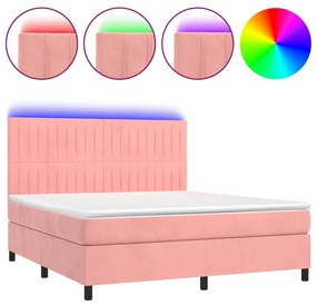 3136256 vidaXL Боксспринг легло с матрак и LED, розово, 160x200 см, кадифе