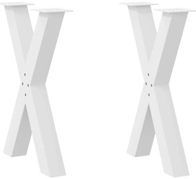 4012973 vidaXL Крака за трапезна маса, X-образни, 2 бр., бели, 60 x (72-73) см, стомана