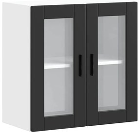 854148 vidaXL Кухненски стенен шкаф със стъклена врата Porto черен