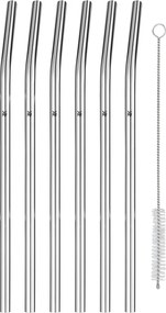 WMF - К-кт 6x Сламки от неръждаема стомана BARIC + четка за почистване