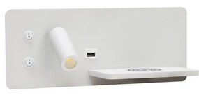 Immax 08285L-LED Стенна лампа с рафт, USB и безжично зареждане LED/3W/230V + LED/3W