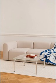 Масичка за кафе със стъклен плот в сребрист цвят 60x80 cm Uku – noo.ma