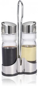 Стъклени бутилки за зехтин/оцет 2бр на стойка - с хромирани капачки CLASSIC LINE/ N-408