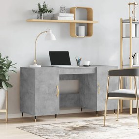829528 vidaXL Бюро, бетонно сиво, 140x50x75 см, инженерно дърво