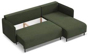Зелен разтегателен ъглов диван с място за съхранение (десен ъгъл) Luana – Makamii