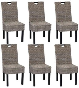 274361 vidaXL Трапезни столове, 6 броя, кубу ратан, мангова дървесина