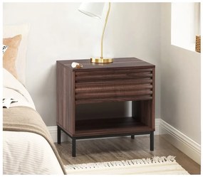 Тъмнокафяво нощно шкафче с орехов плот Celine – Støraa