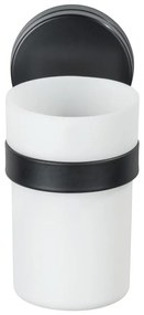 Черно-бяла стенна чаша Static-Loc® Plus за четки за зъби - Wenko