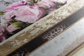 Картина на платно – Цветя в дървена кутия без сърце