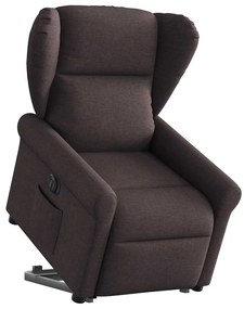 3303399 vidaXL Електрически изправящ реклайнер стол, тъмнокафяв, текстил