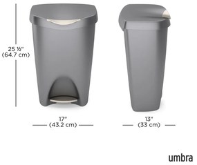 Сиво пластмасово кошче за боклук с педал 50 l Brim – Umbra