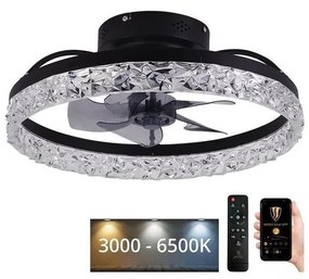 LED Димируем плафон с вентилатор LED/35W/230V 3000-6500K черен + д.у.