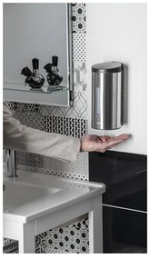 Матово сребрист автоматичен диспенсер за сапун от неръждаема стомана 650 ml – Sapho