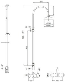 Душ колона Bugnatese Oxford-Бронз