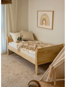 Детско легло 90x180 cm от масивен бор с включена подматрачна рамка в естествен цвят Roma – Adeko