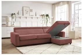 Розов разтегателен ъглов диван от рипсено кадифе (променлив) Monaco – Bobochic Paris