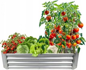 Повдигната цветна леха сребриста, ъглова 140 x 60 x 30 cm