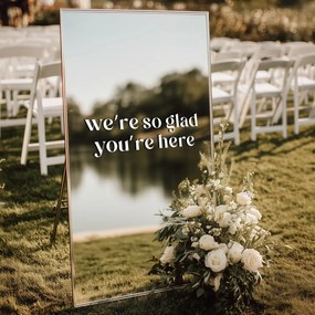 Стикер за огледало S43 – We're so glad you're here 98x33