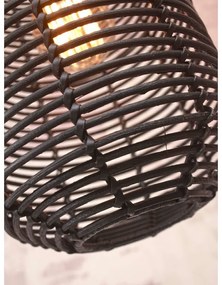 Черна висяща лампа с абажур от ратан ø 18 cm Tanami - Good&amp;Mojo
