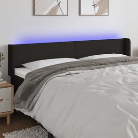 3122972 vidaXL LED горна табла за легло, черна, 183x16x78/88 см, плат