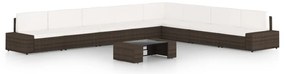 3067165 vidaXL Градински комплект с възглавници, 9 части, кафяв полиратан