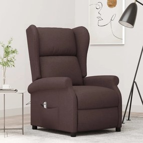 3098324 vidaXL Wingback електрически реклайнер стол, тъмнокафяв, текстил