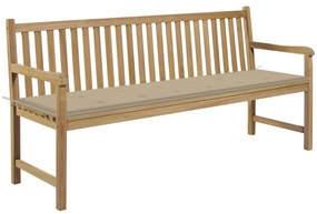 3062787 vidaXL Градинска пейка с бежово шалте, 175 см, тик масив