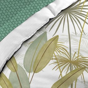 Бяло/зелено двойно удължено памучно спално бельо с включен долен чаршаф 6 части 240x220 cm Otika – douceur d'intérieur