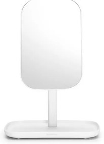 Огледало с поставка за принадлежности Brabantia ReNew 1004185, 28.3х20х12.6 см, Неплъзгаща се основа, 360° регулиране, Бял