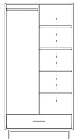 Гардероб от дъбова дървесина в естествен цвят 97x196 cm Abies - The Beds