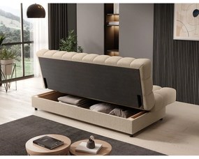 Бежов сгъваем/с място за съхранение диван от прежда с примки от букле 197 cm Clareta – ELTAP