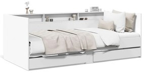 3280846 vidaXL Дневно легло с чекмеджета, без матрак, бяло 90x200 см