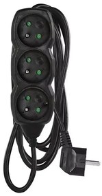 Удължителен кабел 3-извода, 3 м, черен