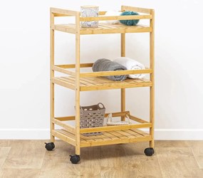 Кухненска количка 5five Linha, Средна, Бамбук, 3 нива