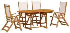 3279280 vidaXL Градински трапезен комплект, 5 части, акация масив и textilene