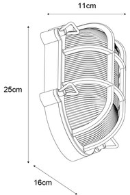 Външна стенна лампа сребриста овална IP44 - Noutica