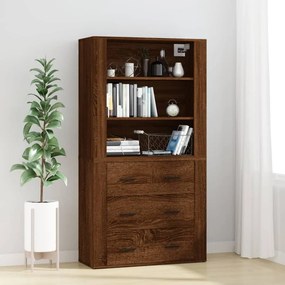 3185398 vidaXL Висок шкаф, кафяв дъб, инженерно дърво