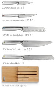 Комплект ножове с поставка 5 бр. от неръждаема стомана Elevate Bamboo – Joseph Joseph
