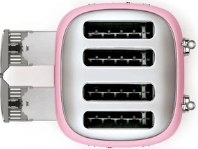 Тостер за хляб SMEG 50's Style TSF03PKEU, 2000W, 4 филии, 6 нива, Тавичка за трохи, Вграден кабел, Неръждаема стомана, Розов