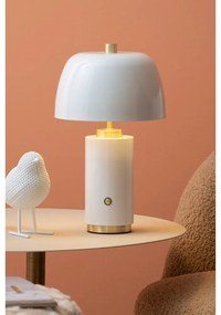 Бяла LED затъмняваща се настолна лампа с метален абажур (височина 30 cm) Freya – Leitmotiv