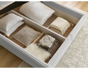 Светлосиво двойно тапицирано легло с място за съхранение с включена подматрачна рамка 160x200 cm Jade – Bobochic Paris