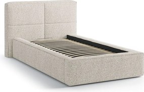 Бежово единично легло 90x200 cm тапицирано с място за съхранение с включена подматрачна рамка Darren – Micadoni
