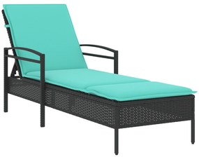 368307 vidaXL Шезлонг с възглавница Черен 63x200x81 см Полирата