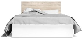 Бяло/естествено дъбово двойно легло с място за съхранение 140x190 cm Sahara - Marckeric